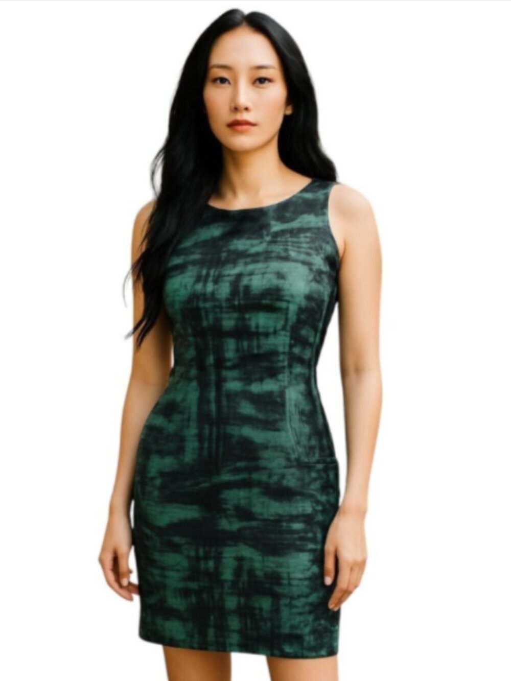 NEW Jay Godfrey Size 8 Green Black Abstract Print Dress Knee Length Lined Party